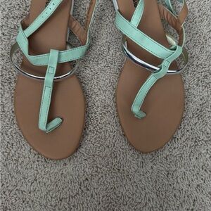 Charlotte Russe Mint Sandals with Silver Rings